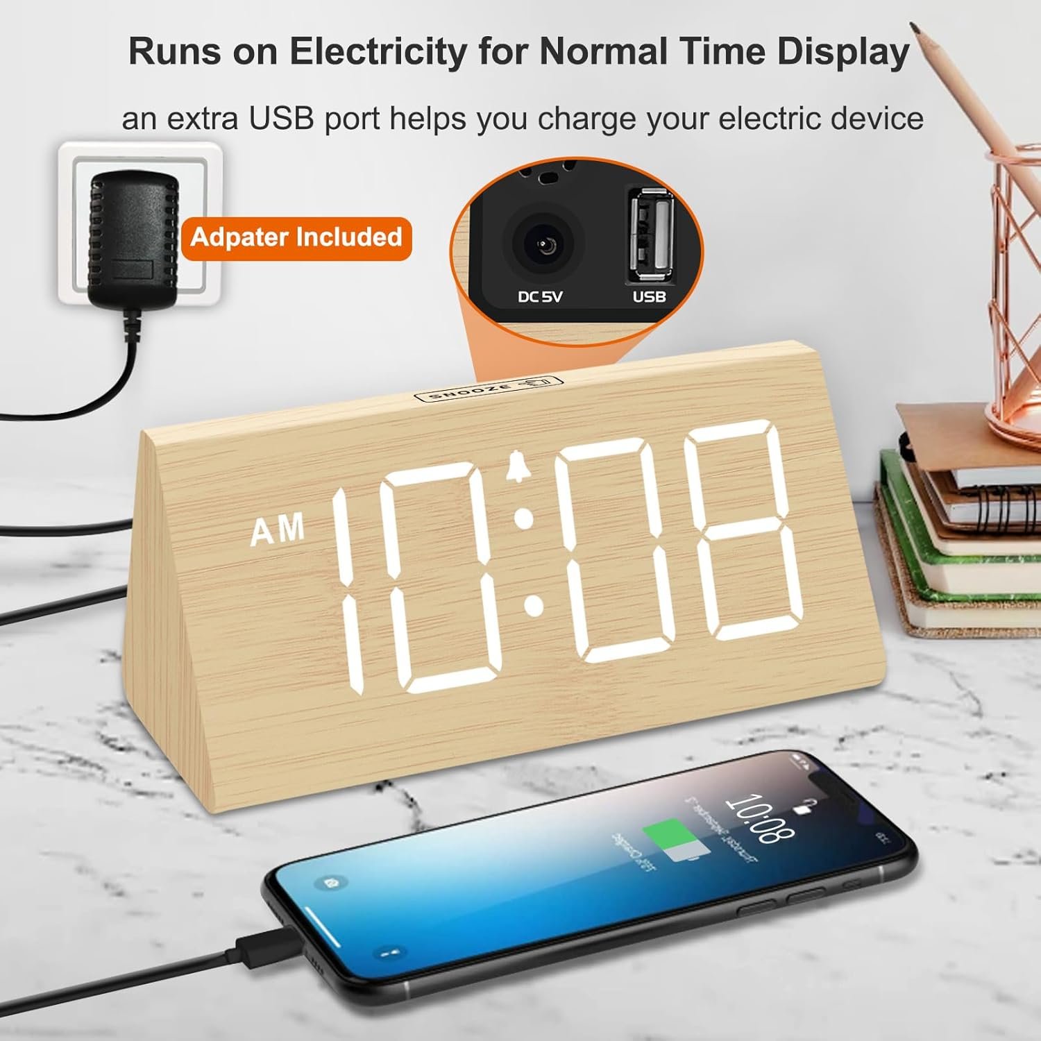 DreamSky Wooden Digital Alarm Clocks